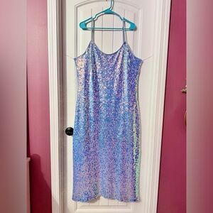 NWT Wild Fable Blue Iridescent Sequin Dress Size 2X